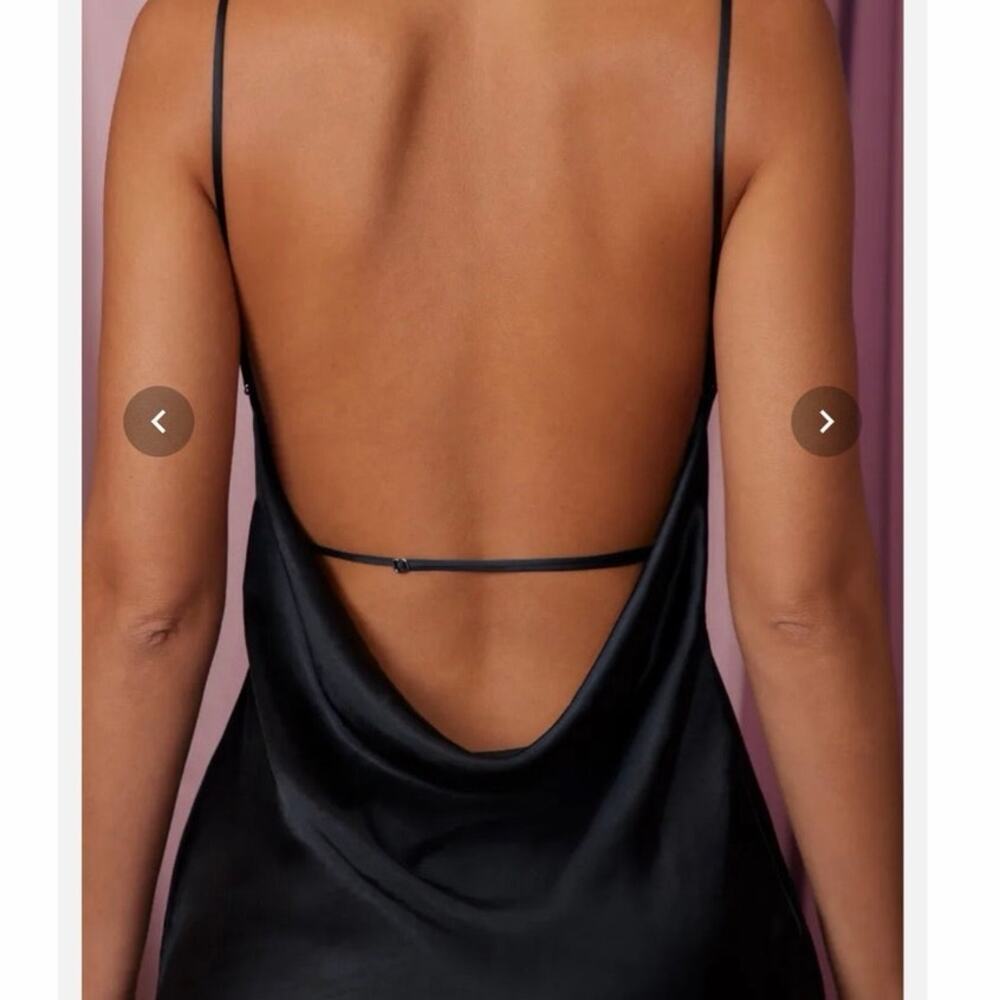 NWOT Oh Polly Black Cowl Neck Backless High Slit Maxi Dress US 2 - Picture 10 of 14